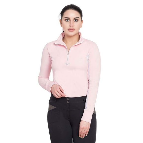 TuffRider Women's Ventilated Technical Long Sleeve Sport Shirt with Mesh, Petal Pink, X-Small