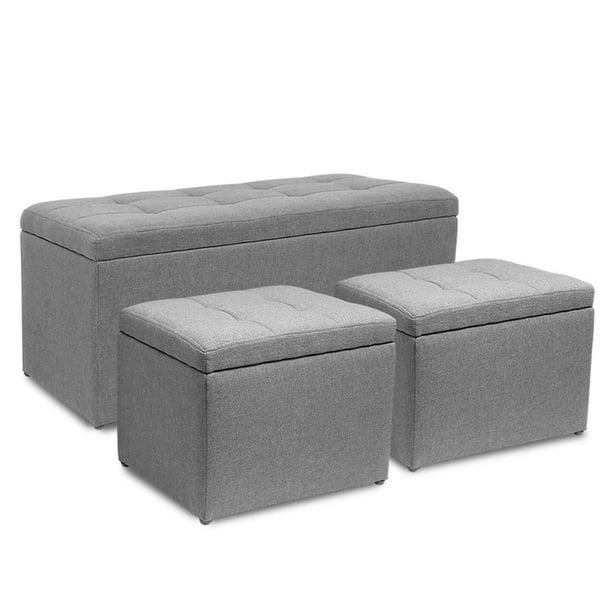 To make your life just a tad easier, consider this storage ottoman to store away blankets. magshion rectangular storage ottoman bench tufted footrest with cube ottomans set of 3 linen grey