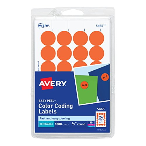 Avery Print/Write SelfAdhesive Removable Labels, 0.75 Inch Diameter, Orange, 1008 per Pack
