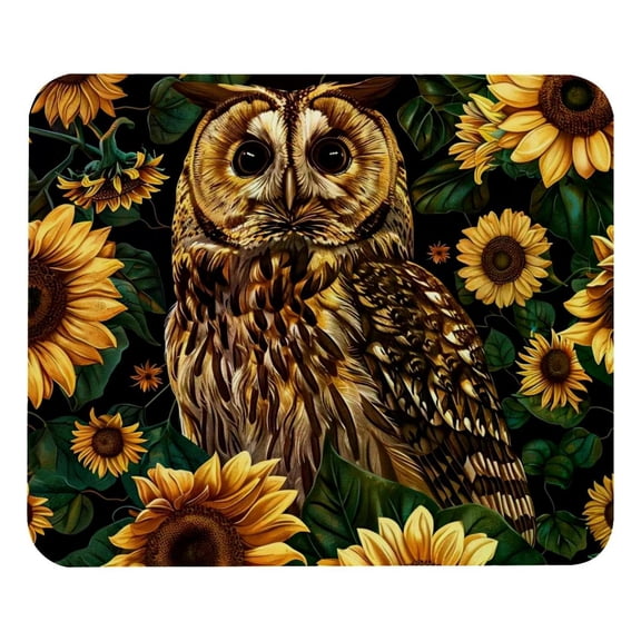 PhooArto Comfortable Mouse Pad Sunflowers Owls Desktop Mousepad , 21 x 25 cm Mouse Mat, Non-Slip Rubber Base, Improves Speed and Precision