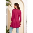 thumbnail image 4 of ENMAIN 3/4 Sleeve Shirts for Womens Plus Size Tops Casual Clothes Burgundy Tunic Swing Blouses M, 4 of 8