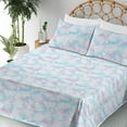 thumbnail image 3 of Ambesonne Abstract Floral Fitted & Flat Sheet with Shams 4 Pcs Set, Neutral Flowers, Calking, Pale Mauve Soft Blue, 3 of 5
