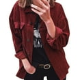 thumbnail image 1 of FOCUSNORM Cardigan à Boutons pour Femmes Couleur Unie Manches Longues Col Rabattu, 1 of 10