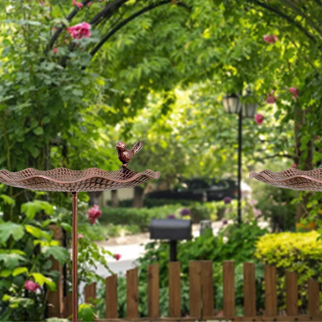 Large Frostproof Metal Bird Bath For Garden Outdoor Decoration Vintage Iron Water Bowl Wild Birds Feeder Easy to