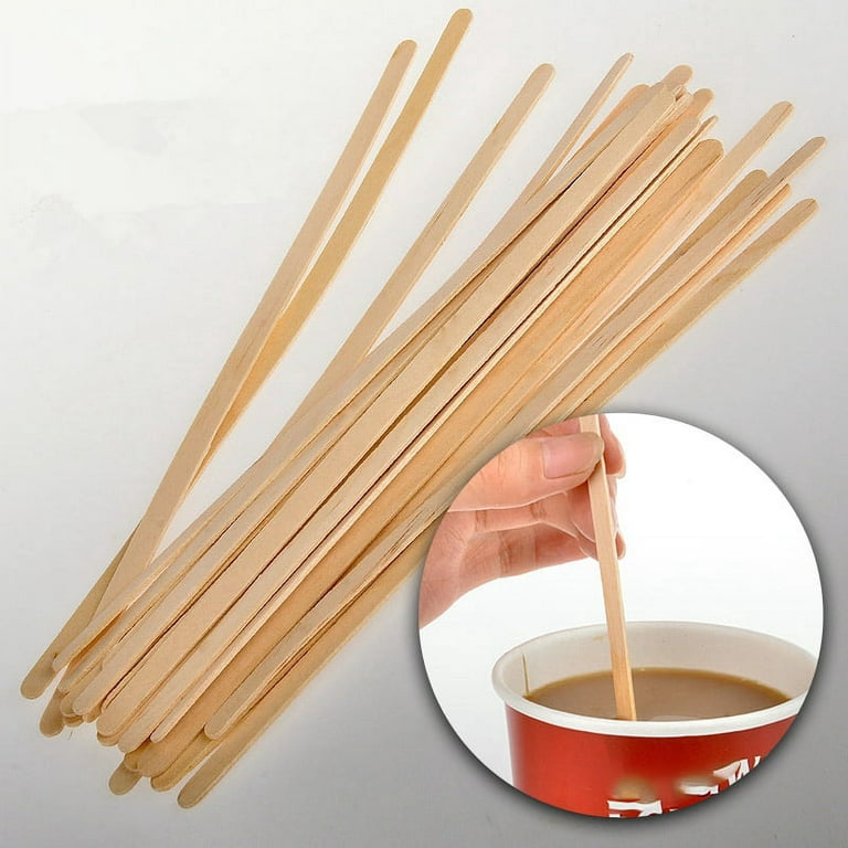 100Pcs 5.5 Inch Coffee Stirrers Sticks -Natural Wood Eco-Friendly Coffee  Beverage MilkTea Disposable Stirrer Stick 