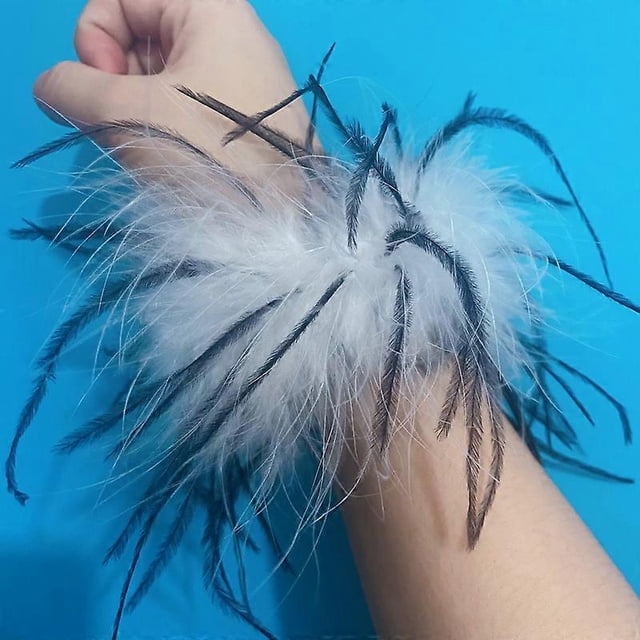 Thick Ostrich Feather cuffs for women Furry fur cuffs a waers feather cuffs Anklets Feather Slap Bracelets Patting Circle