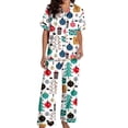 thumbnail image 3 of Christmas Pajama Set Silk Satin Soft Sleepwear Outfits Short Sleeve Button Down Pajama with Pants Christmas Pajama Sets, 3 of 5