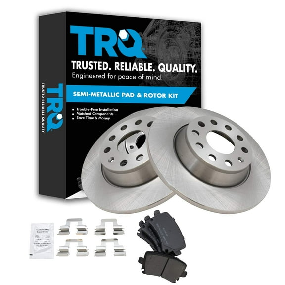 TRQ Rear Brake Pad & Rotor Kit Brake Pads Brake Rotor Semi-Metallic Fits Select 2009-2010 Audi A3 A3 Quattro 2009-2016 Volkswagen CC Eos Passat 2009-2017 Tiguan 2017-2018 Tiguan Limited