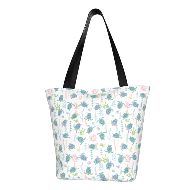 Fotbe Sea Turtle Bolsa de Playa con Estampado, Bolsa de Hombro, Bolsa de Mano Espaciosa, Bolsa de Viaje Ligera, Bolsa de Compras Versátil