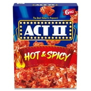 Act II Hot and Spicy Flavor Microwave Popcorn, 12.7 oz, 6 Count