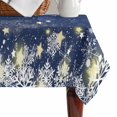 thumbnail image 4 of Navy Blue Snowflake Christmas Table Cloth Waterproof Tablecloths, Xmas Winter Snowflake Modern Art Tablecloth Dining Table Cover for Kitchen Party Tabletop Outdoor, Rectangle Tablecloth 60x102 Inch, 4 of 9