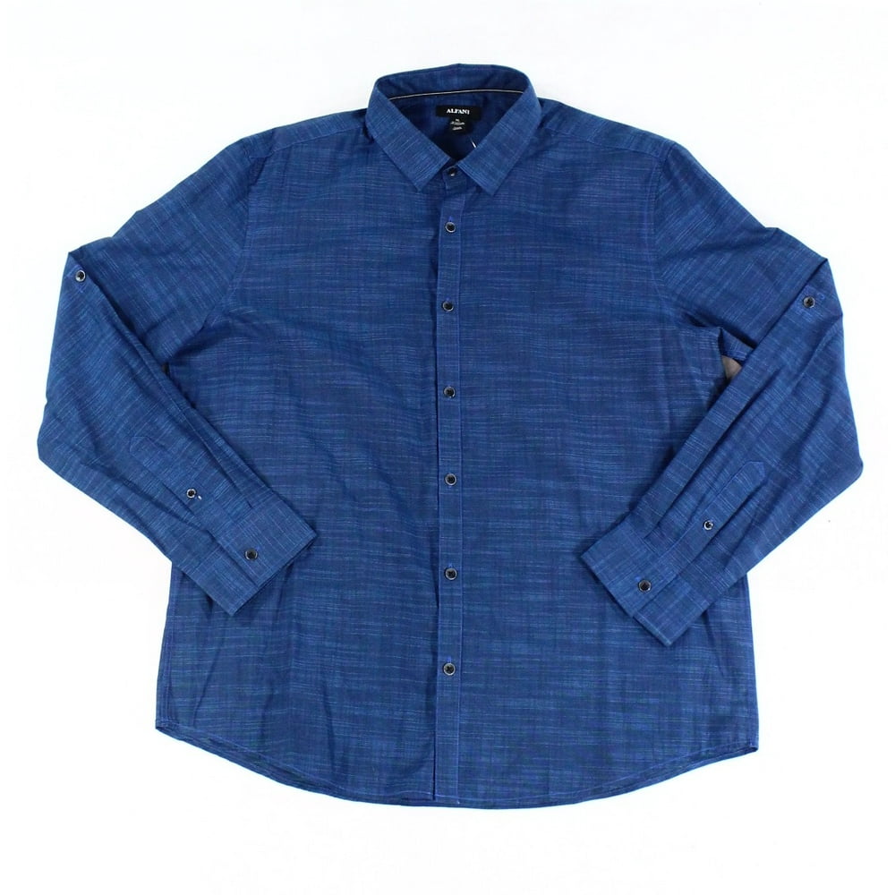 Alfani - Mens Printed Roll-Tab-Sleeve Button Down Shirt XL - Walmart ...