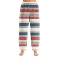 thumbnail image 2 of WTOBBY Women's Striped Print Pajama Pants with Elastic Cuffed Bottoms - Classic Pattern Sleepwear for Comfortable Home Lounge Wear - Straight Leg Comfortable Fit,Saffron L, 2 of 6