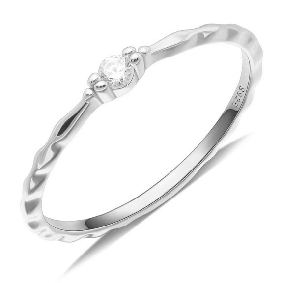 UIONEN Thin Ring Women Brilliant CZ Sterling Silver 925 Wedding Engagement Ring Sizes 11