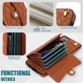 thumbnail image 5 of For Samsung Galaxy S20 FE RFID Blocking Protective Purse Wallet Case Magnetic Flip Cover Multi-Card Slots Pocket With Detachable Shoulder Strap And Wrist Strap,Brown,For Galaxy S20 FE, 5 of 7