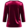 thumbnail image 5 of Women 3/4 Sleeves Tops Three Quarter Length Sleeve Velvet T Shirts Pullover Casual Dressy Velour Tunic Blouses Hot Pink S, 5 of 8