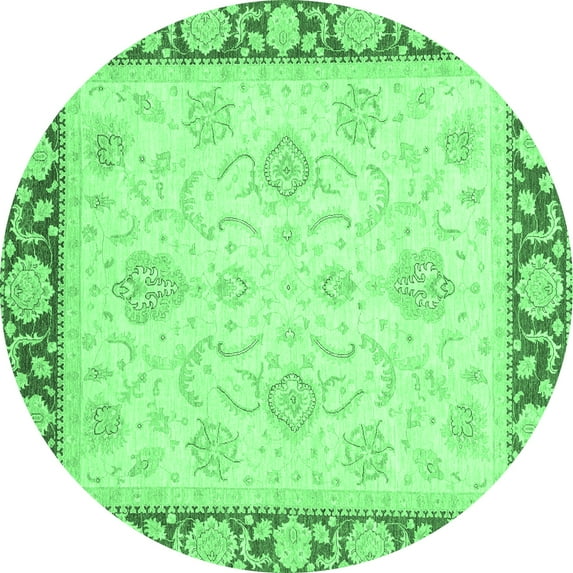 Ahgly Company Indoor Round Oriental Emerald Green Traditional Area Rugs, 5' Round