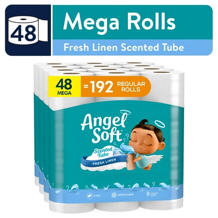Angel Soft Toilet Paper 48 Mega Rolls Scented Linen Tube Soft and Strong Toilet Tissue