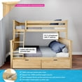 thumbnail image 2 of Max & Lily Solid Wood Twin over Full Size Bunk Bed with Storage Drawers and Ladder for Kids, Natural, 2 of 13