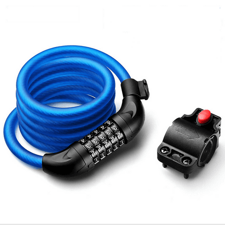 Bike Lock High Security 5 Digit Resettable Combination Coiling Cable Lock Portable Locking Motorcycle Lock Combination Anti-Thief Security