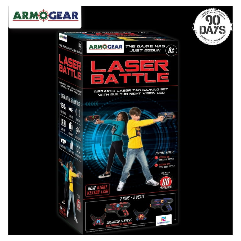 ArmoGear Infrared Laser Tag Guns and Vests - Laser Battle Game Pack Set of  2 - Infrared 0.9mW - Blue/Red 
