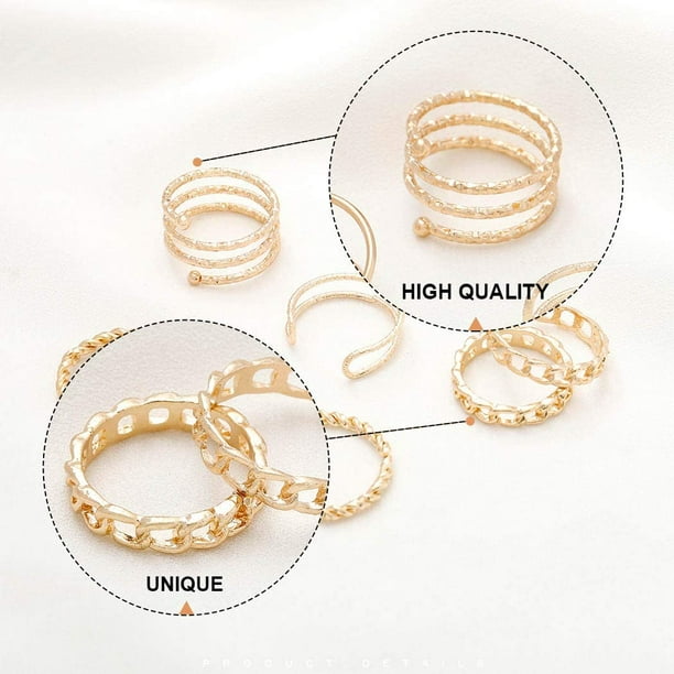 Boho Knuckle Rings Set Gold Stackable Finger Rings Midi Size Joint Knuckle  Rings Hand Accessories for Women and Girls 8PCS 