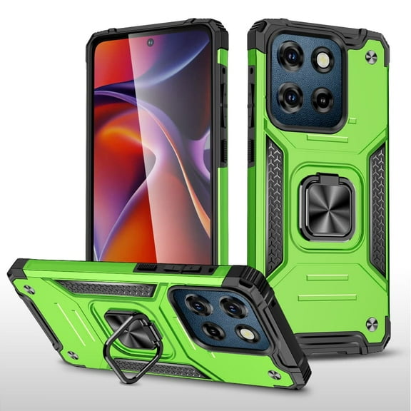 Hotpom for Moto G 5G 2025 Case Military Rugged Durable Grade Drop Shockproof Protection with 360° Rotating Stand and Car Mount Capability, Green
