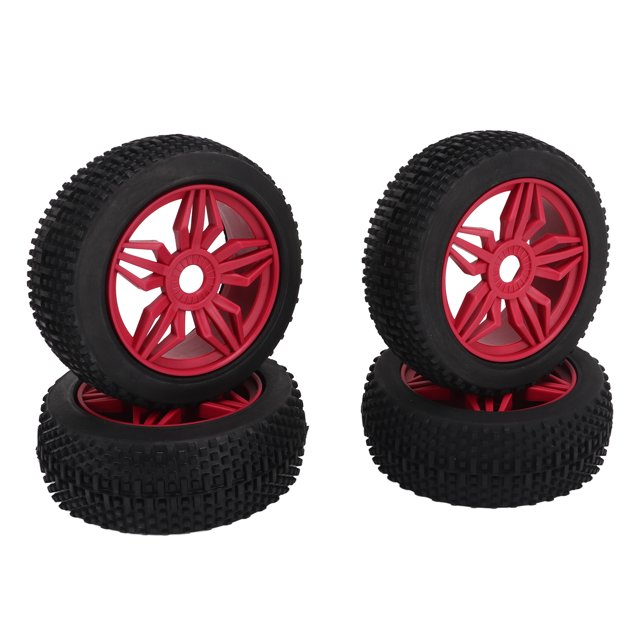 4pcs Red Style A 17mm Hex Hub RC Tires - 112mm Diameter Rubber & Plastic Tires with Enhanced Grip, Strong Cushioning, Anti-Aging Feature, Universal Fit for 1/8 Scale Remote Control Racing Cars,