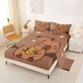 thumbnail image 2 of Manfei Lovely Capybara Bed Sheets,Kawaii Stars Full Size Sheets,Brown,4 Pieces,1 Flat Sheet, 1 Fitted Sheet and 2 Pillowcases, 2 of 6