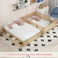 thumbnail image 2 of Bellemave Full Size Platform Bed Frame with Storage Drawers and Fence Guardrails Convertible Full Daybed and Floor Bed for Teens (Full, Natural), 2 of 11