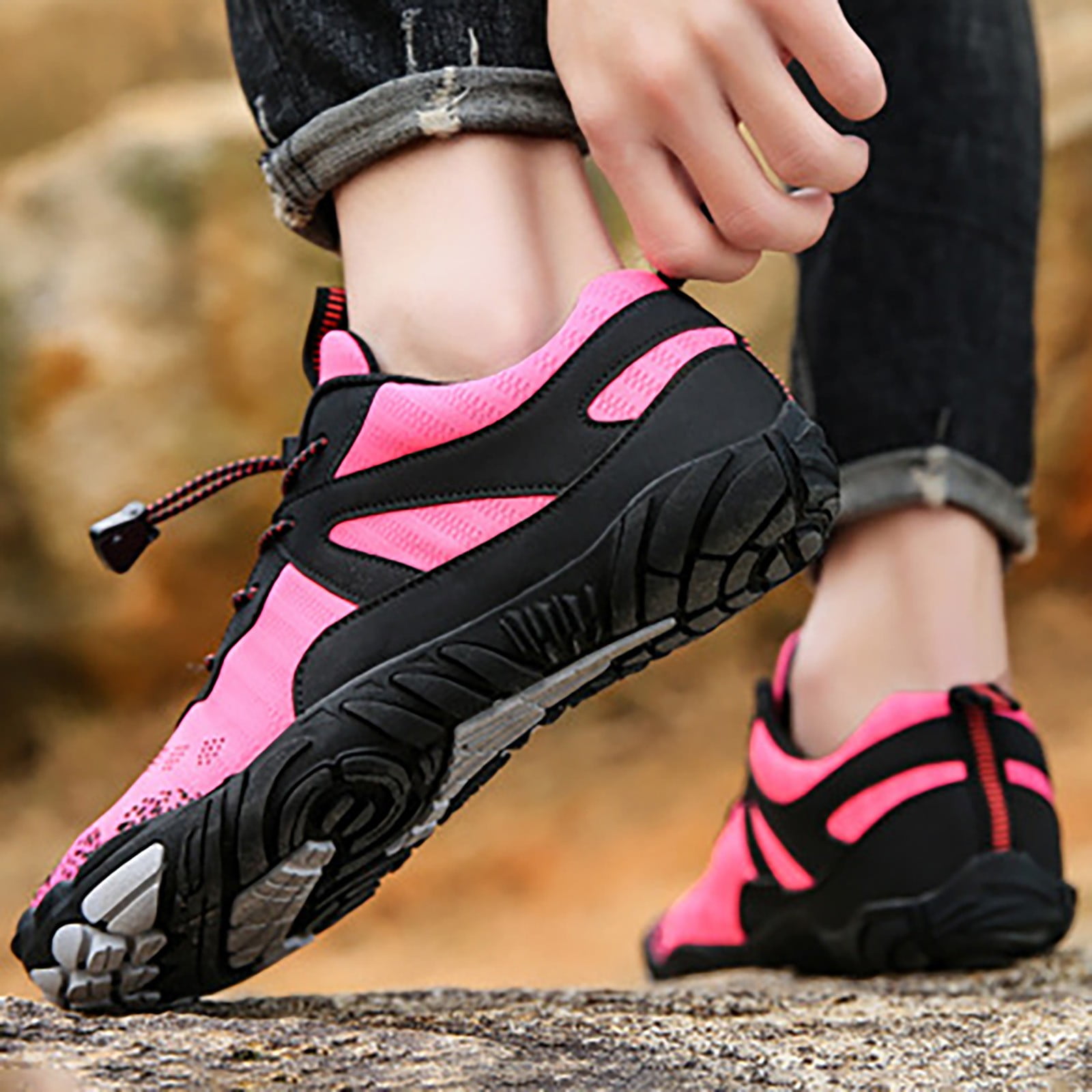 VBARHMQRT Hiking Water Shoes Women New Large Size Mesh Flat Round Toe Wading Shoes Couples Fitness and Sports Water Shoes Outdoor Versatile Five Toe Hiking Shoes Hiking Water Shoes Kids