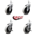 thumbnail image 2 of 4 Inch Thermoplastic Wheel 10mm Threaded Stem Caster Set with 2 Brakes SCC, 2 of 2