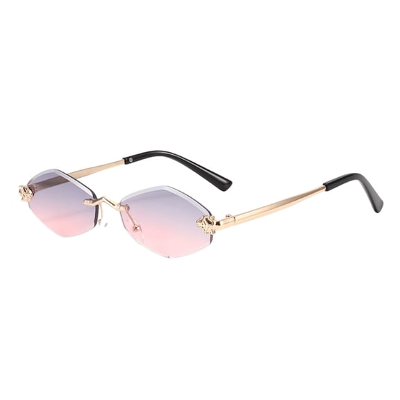 Stylish Frameless Geometric Sunglasses with Cut Edge Design for Driving Travel and Fashionable Daily Wear