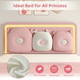 thumbnail image 5 of LAFGUR Queen Size Upholstered Bed Frame with LED Lights,Boucle Princess Platform Bed with Adjustable Headboard and Removable Pillows,Pink, 5 of 10