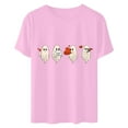 thumbnail image 4 of Cadeau de Saint-Valentin pour Femmes, T-shirt Décontracté à Manches Courtes et Col Rond avec Imprimé Arbre de Noël, 4 of 6
