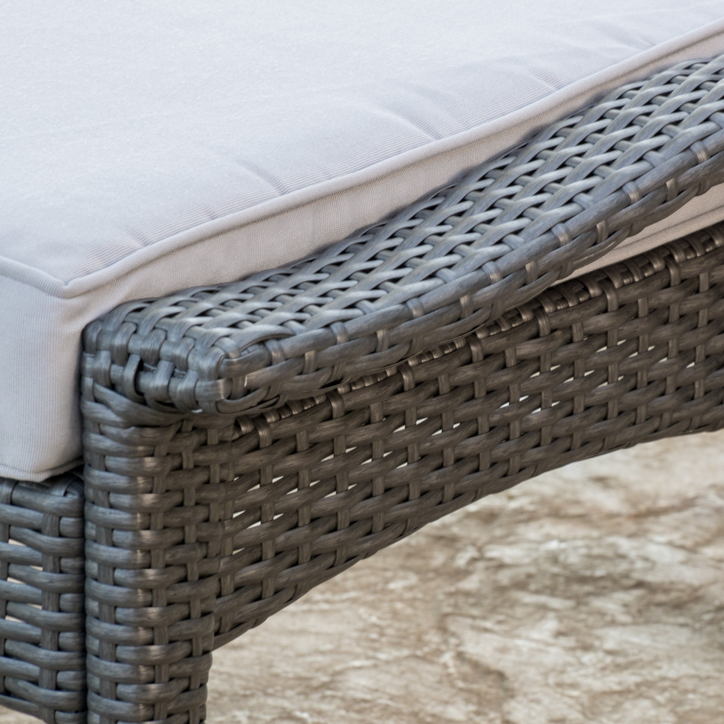 Kingsfield Outdoor Wicker Club Chairs with Silver Cushions, Set of Two, Grey