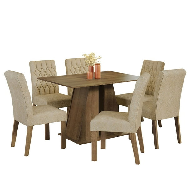 Juego de Comedor Mesa y 6 Sillas Madesa Fabiana Marrón/Imperial