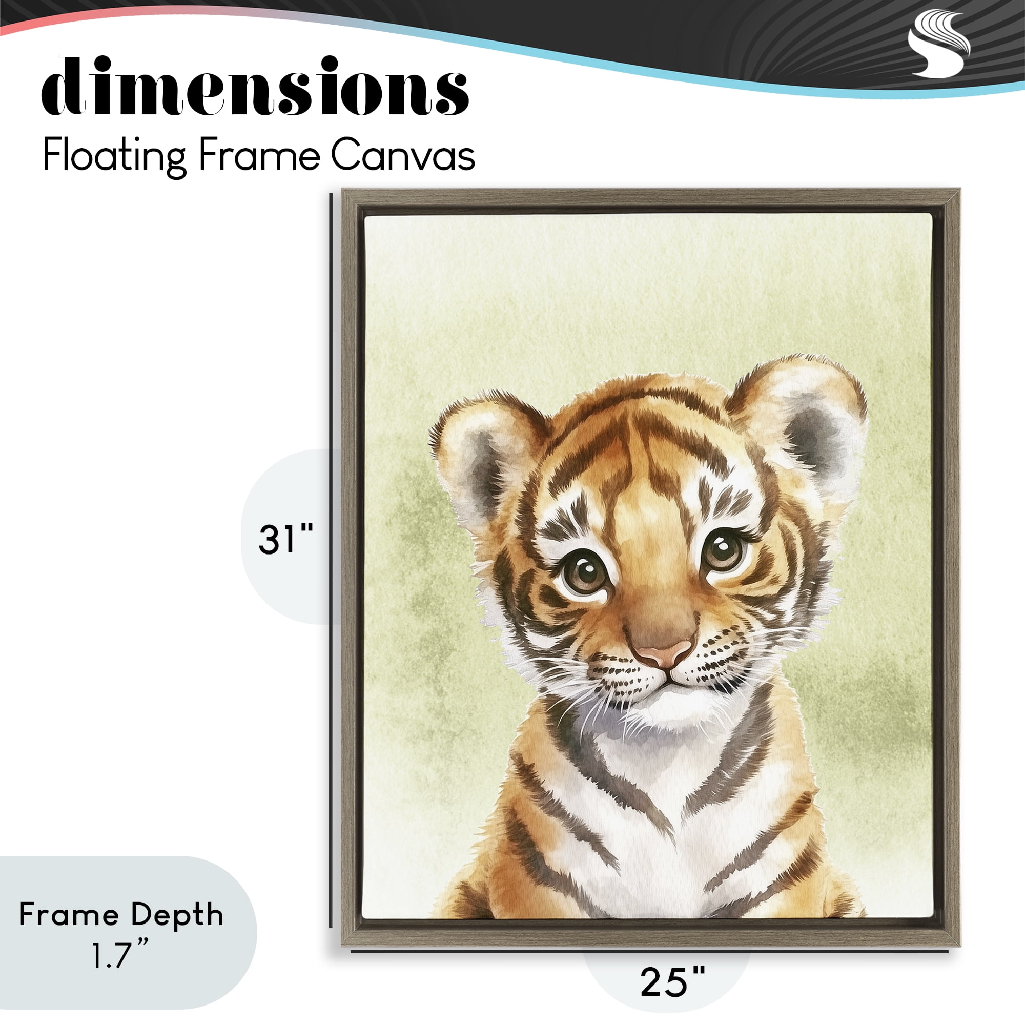 Stupell Industries Jungle Friends Baby Tiger Brown Framed Floater Canvas Wall Art, design by Christine Simpson Art