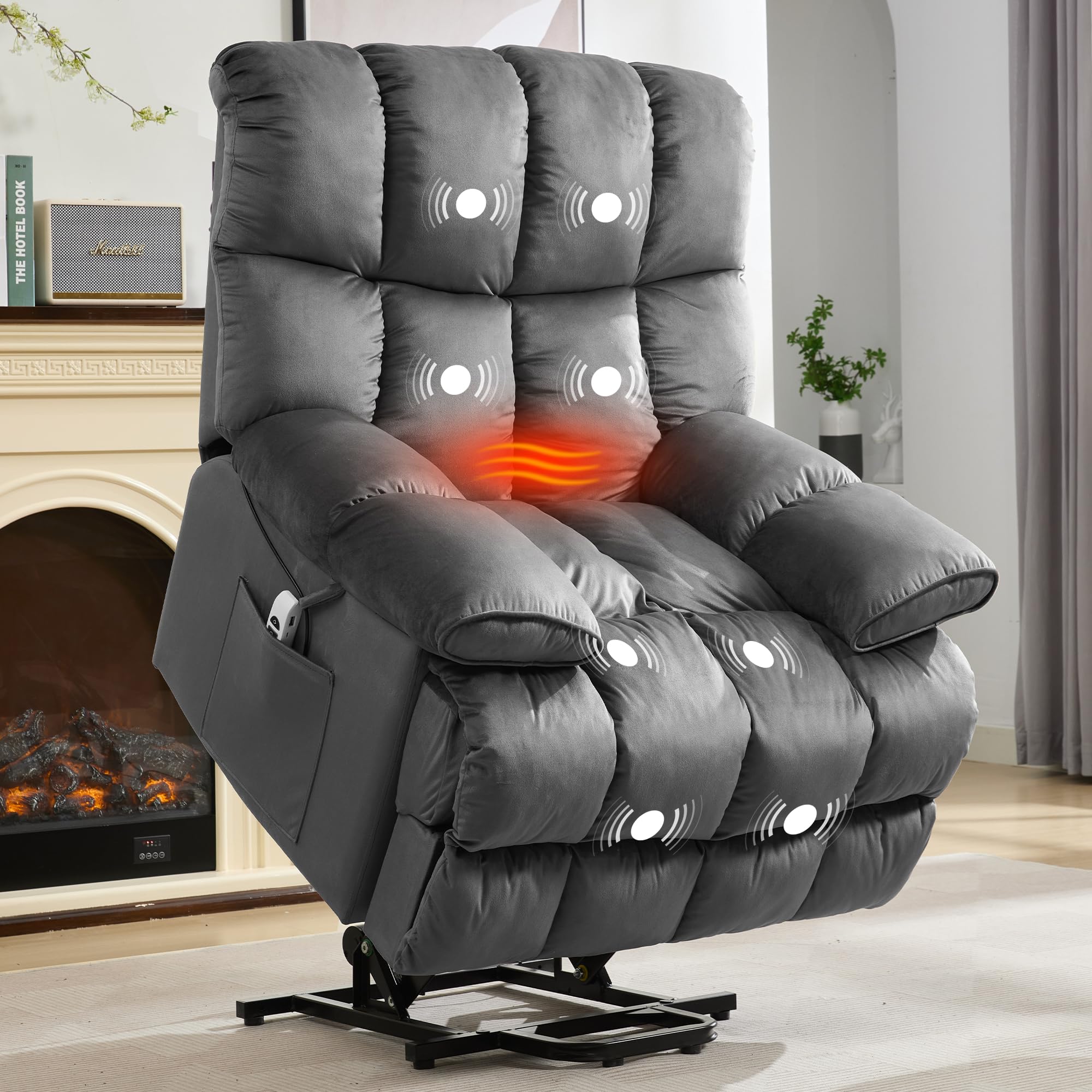 Alwalue Manual Recliner Chair with Micro Leather Overstuffed Single Sofa with Footrest & Headrest Suitable for Small Spaces - Light Gray
