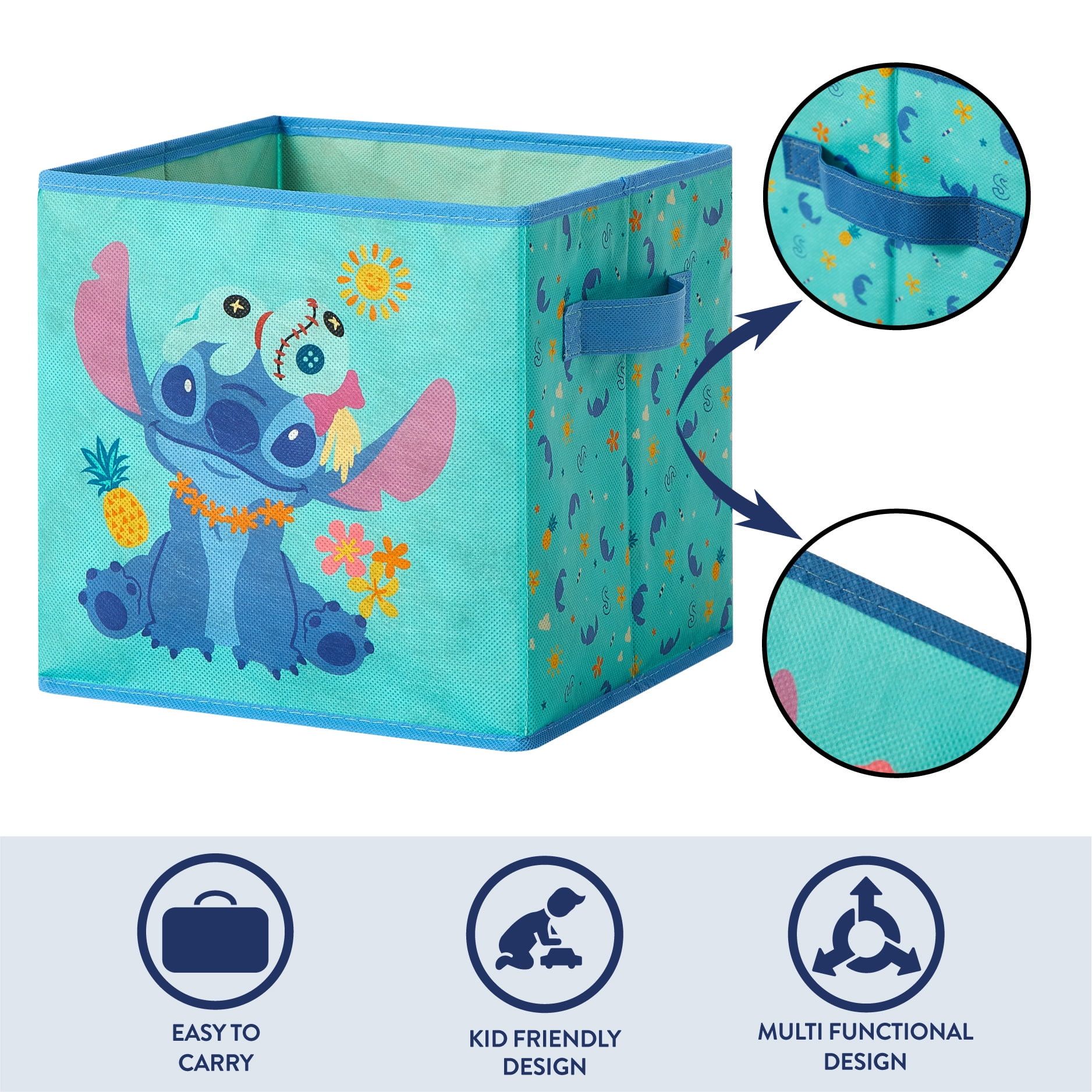 Disney Stitch Kids' 4-Pack Printed Storage Cubes,  10" x 10"