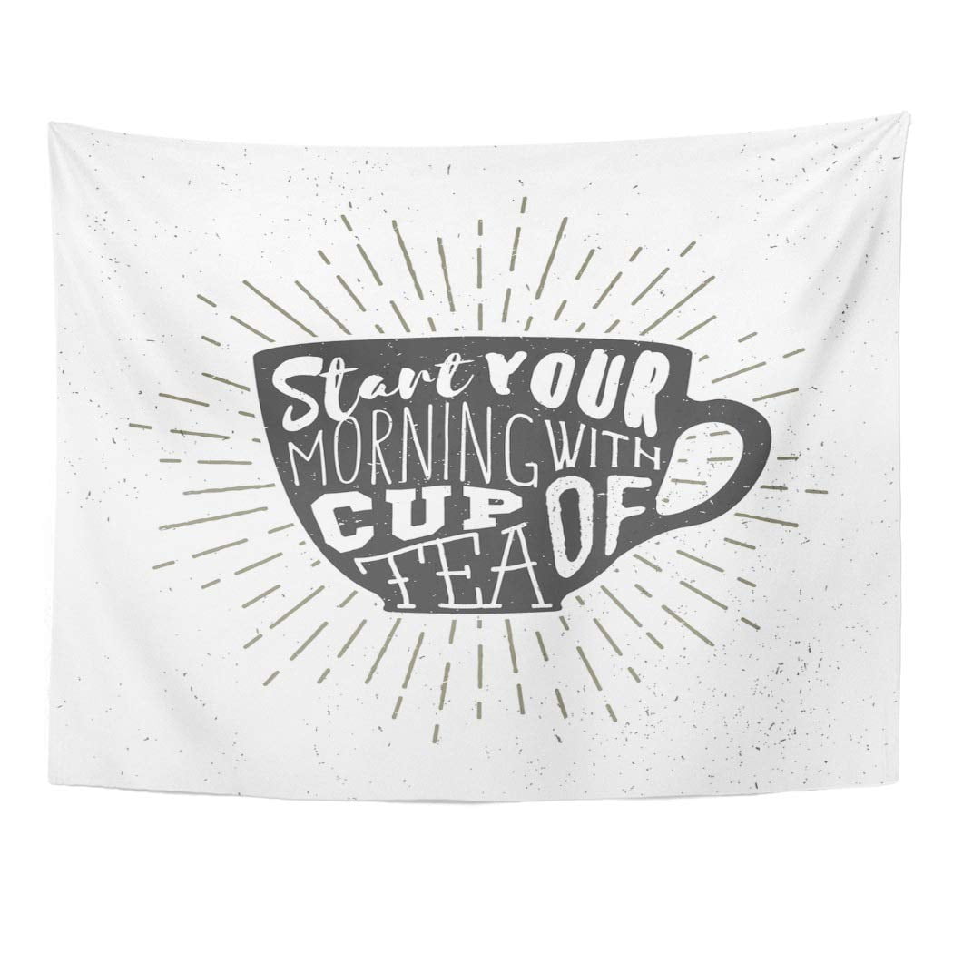 REFRED Tea Teacup Silhouette Phrase Label Cup Morning Motivation Cafe