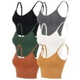 thumbnail image 2 of Gustave 6 Pack Women Cami Bras Seamless Padded Yoga Bralettes Wirefree Workout Sports Bra Comfort Camisole Spaghetti Strap Crop Tops "Black/Gray/Green/Orange/Yellow/White", 2 of 10