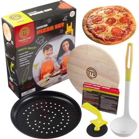 MasterChef Junior Pizza Cooking Set - 5 Pc Kit Includes Real Cookware for Kids and Recipes