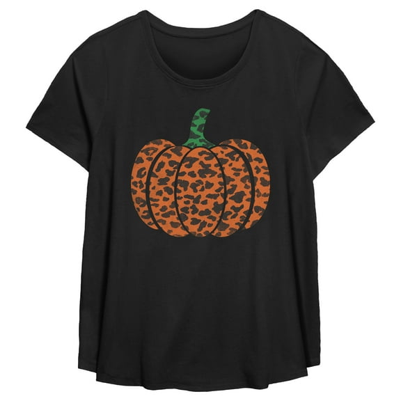 Women's Lost Gods Halloween Leopard Print Pumpkin Graphic T-Shirt