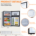thumbnail image 3 of Homhougo—3.2 Cu.Ft Two Door Mini Refrigerator with Freezer, Stainless Steel Finish, 3 of 8