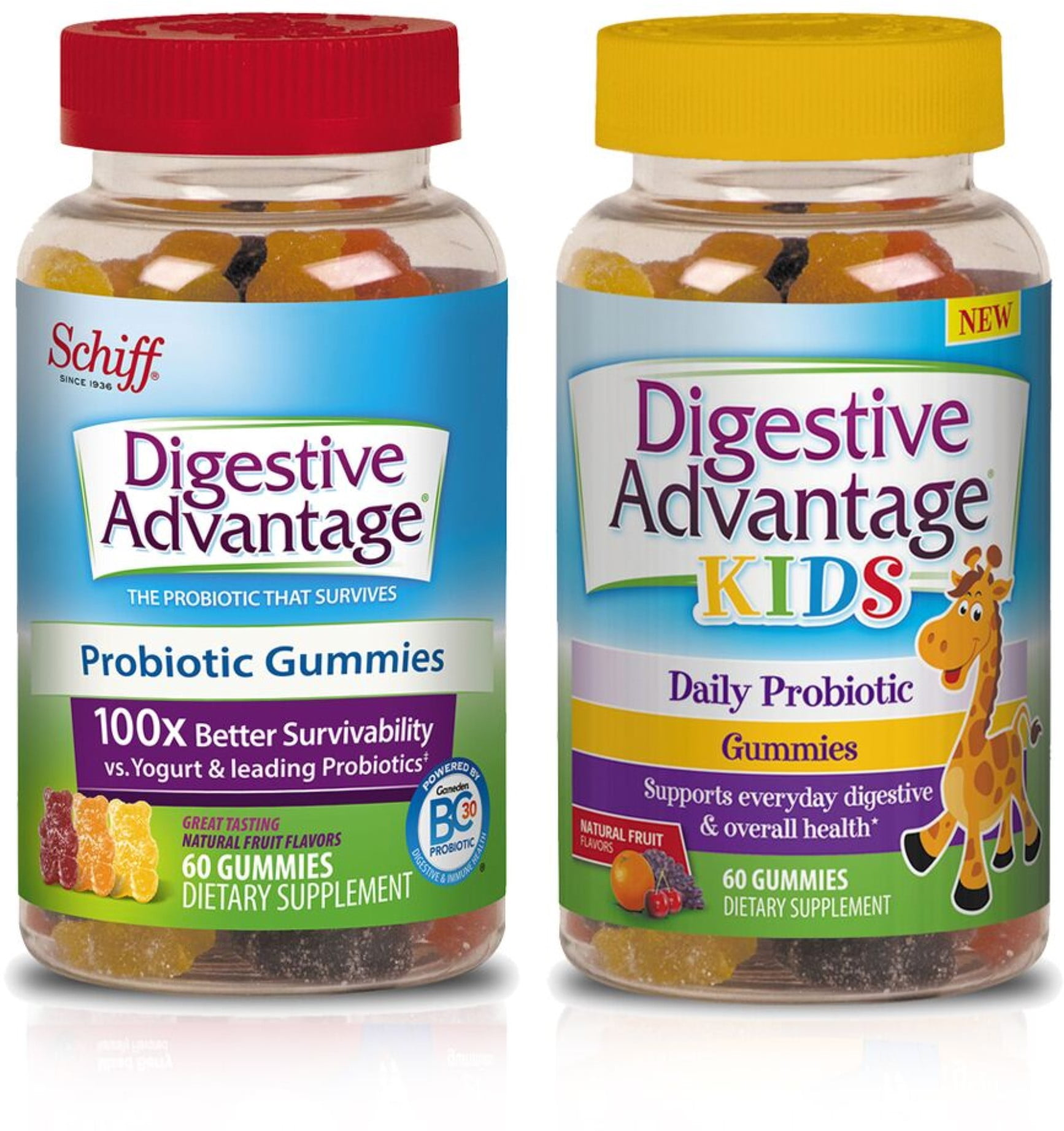 Digestive Advantage Probiotic Gummies, Natural Fruit, Kids 60 Ct