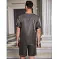 thumbnail image 3 of Ekouaer Mens Pajamas Set Silk Satin Pjs Sets Summer Short Sleeve Button Down Sleepwear 2 Piece Loungewear with Pockets, 3 of 6