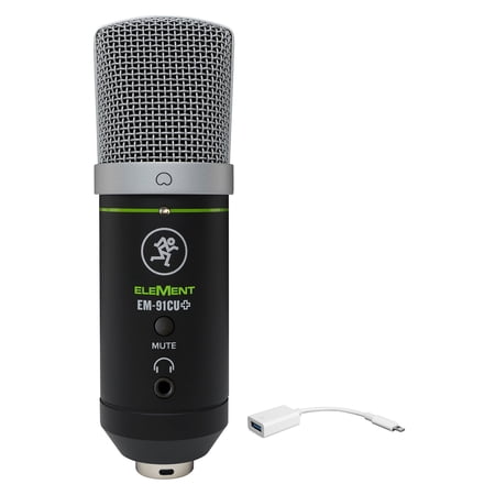 Mackie EM-91CU+ USB Microphone Zoom Streaming Recording Mic+iPhone/iPad Cable