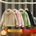 thumbnail image 4 of Chaqueta de terciopelo de orquídea para niños y niñas de mediana edad, para otoño e invierno, gruesa y cálida, con cuello vertical, 4 of 5