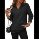 thumbnail image 1 of Sudaderas de Gran Tamaño para Mujer, Suéteres de Otoño, Sudaderas con Capucha de Moda, Jersey con Media Cremallera, Camisas de Larga, Ropa Negro S, 1 of 10